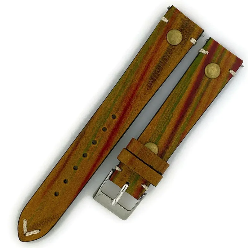 18MM Wax Multi color Leather Watch Band