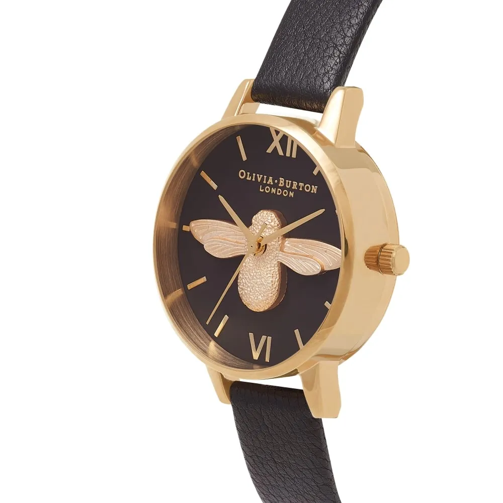 3D Bee Midi Dial Black and Gold Watch