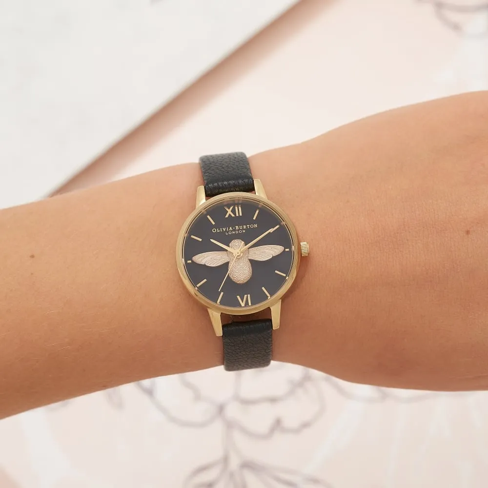 3D Bee Midi Dial Black and Gold Watch