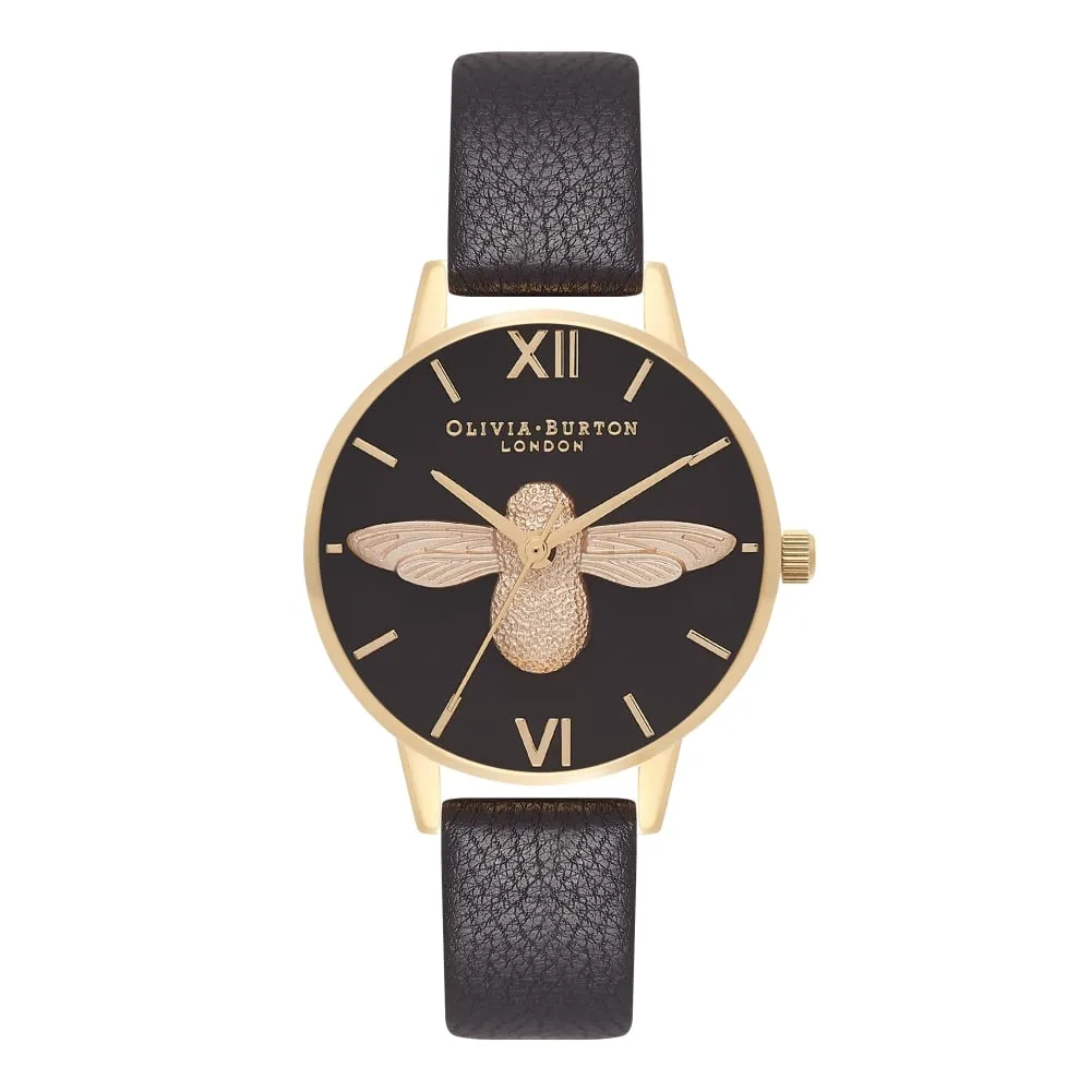 3D Bee Midi Dial Black and Gold Watch