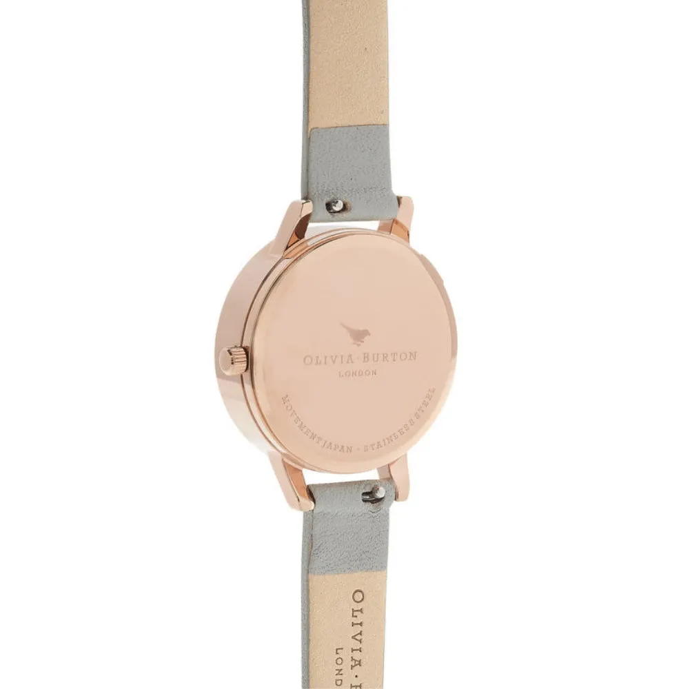 3D Bee Watercolor Florals Midi Dial Grey and Rose Gold Watch