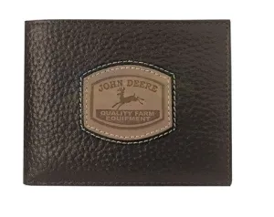 4054000-200 John Deere Brown Pebble Grain Leather Bi-Fold Wallet with Historic Trademark