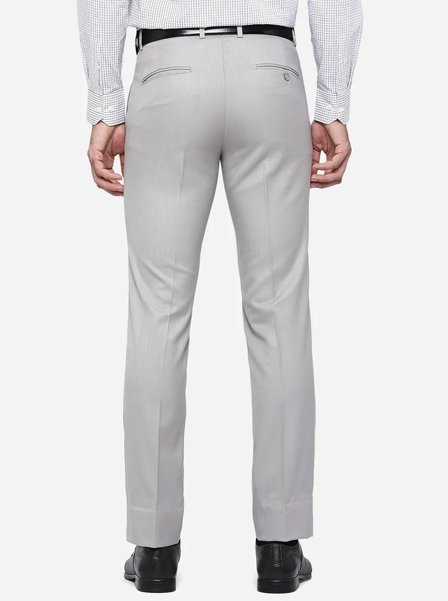 Ansh Grey Solid Slim Fit Formal Trouser | Greenfibre