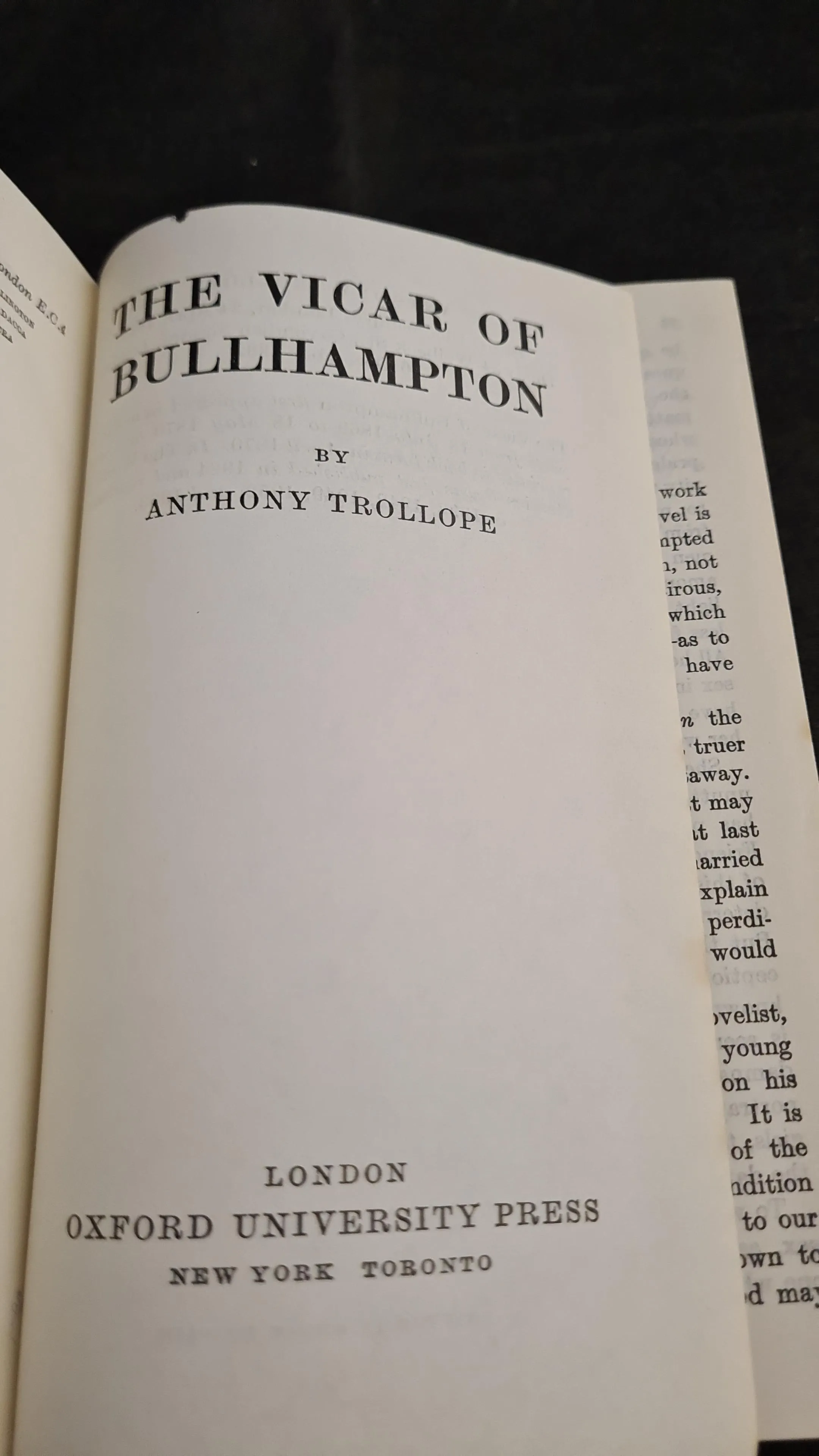 Anthony Trollope - The Vicar of Bullhampton, Oxford University Press, 1963