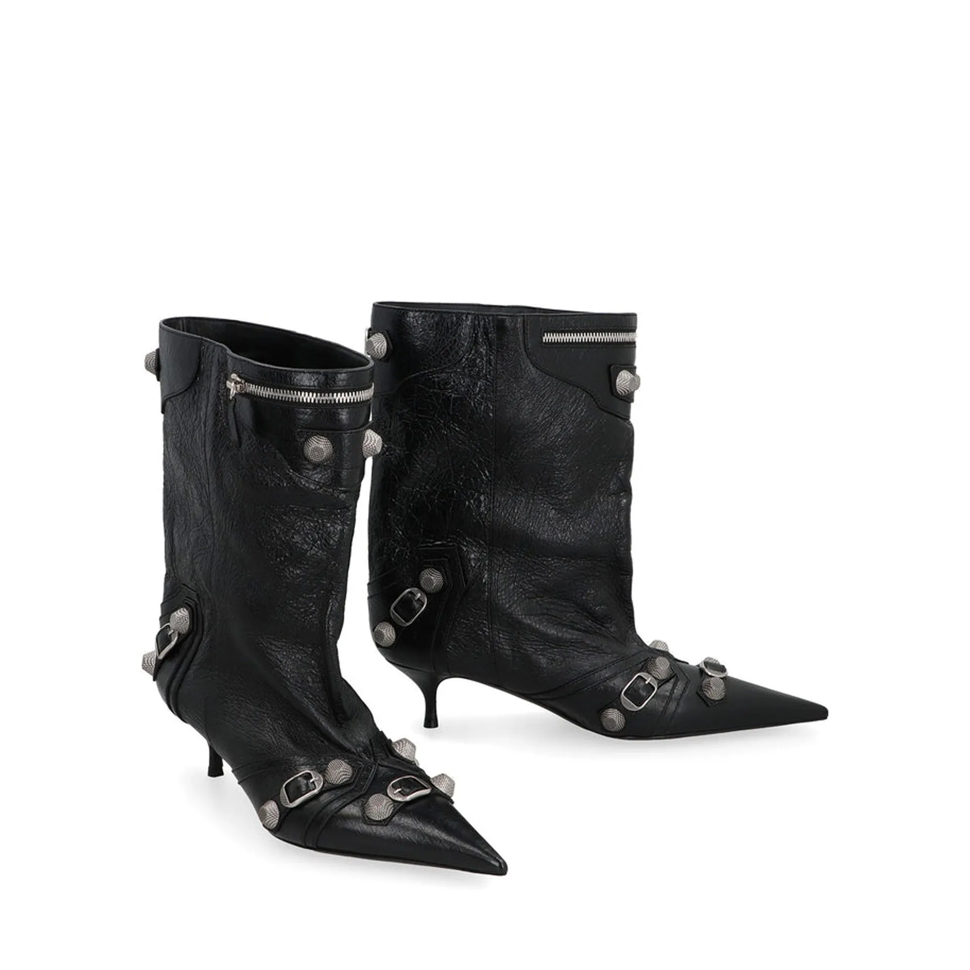 BALENCIAGA Cagole Leather Ankle Boots - 5 cm Heel