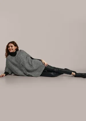 Black and White Check Design Cape Cardigan