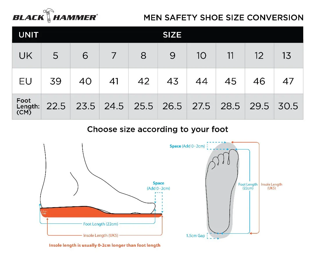 Black Hammer Men Low Cut with Fastlock Safety Shoe BH-1505-BI