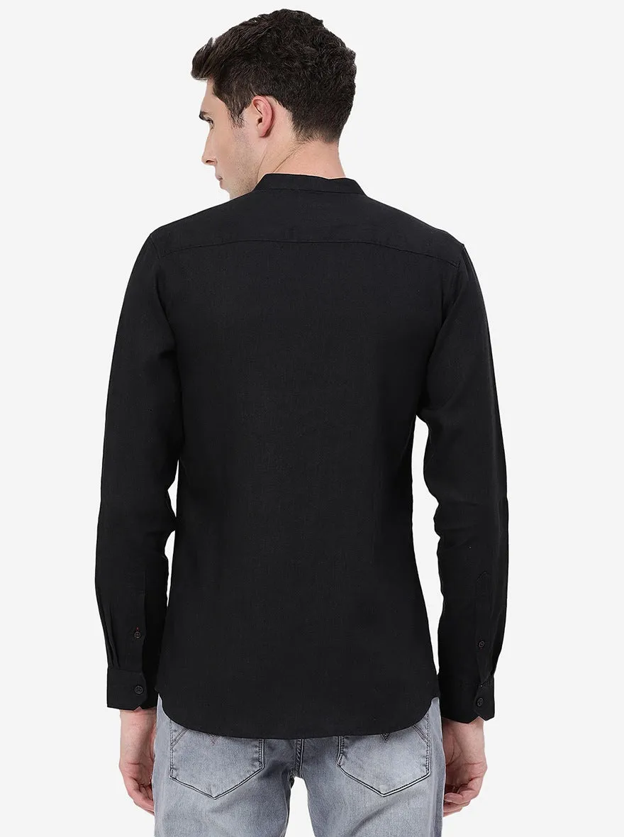 Black Solid Slim Fit Casual Shirt | JadeBlue