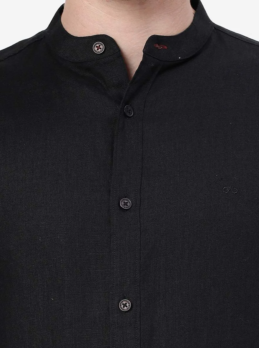 Black Solid Slim Fit Casual Shirt | JadeBlue