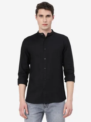 Black Solid Slim Fit Casual Shirt | JadeBlue