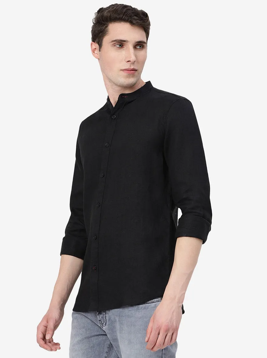 Black Solid Slim Fit Casual Shirt | JadeBlue