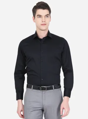 Black Solid Slim Fit Formal Shirt | Greenfibre