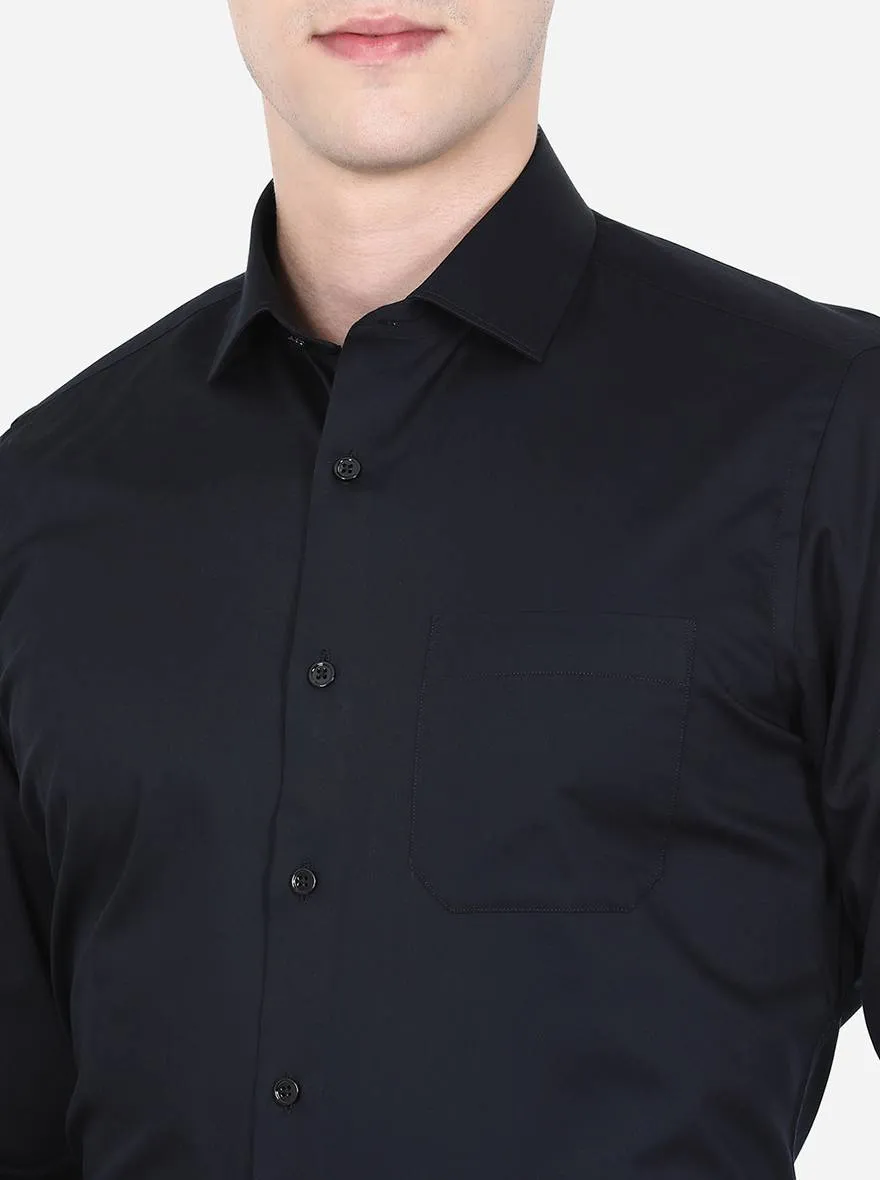 Black Solid Slim Fit Formal Shirt | Greenfibre