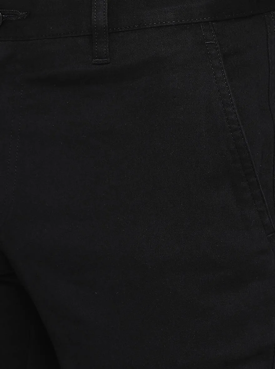 Black Solid Super Slim Fit Casual Trouser | Greenfibre