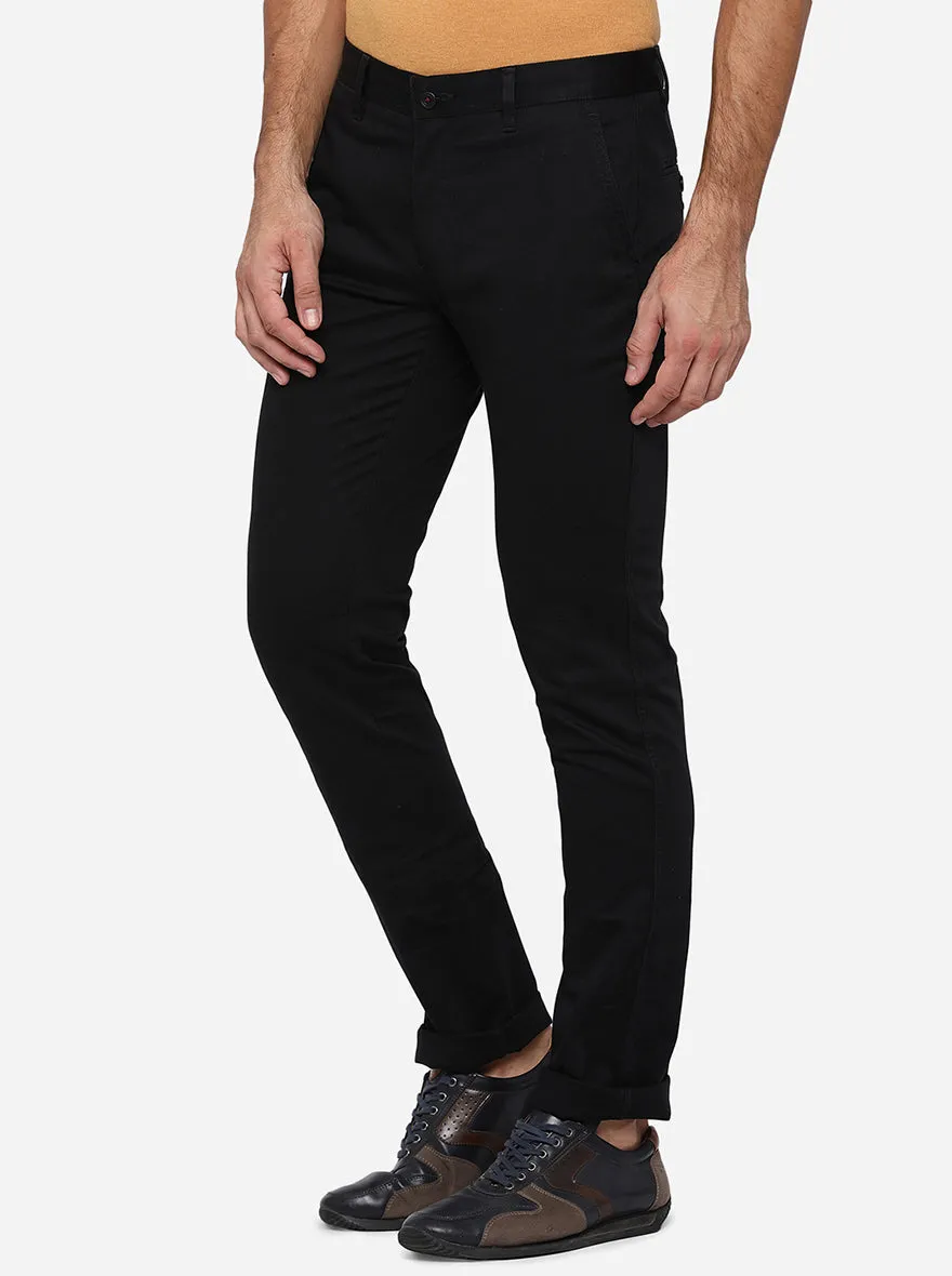 Black Solid Super Slim Fit Casual Trouser | Greenfibre