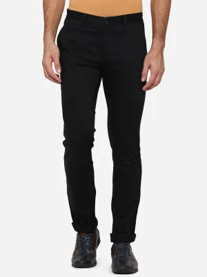 Black Solid Super Slim Fit Casual Trouser | Greenfibre