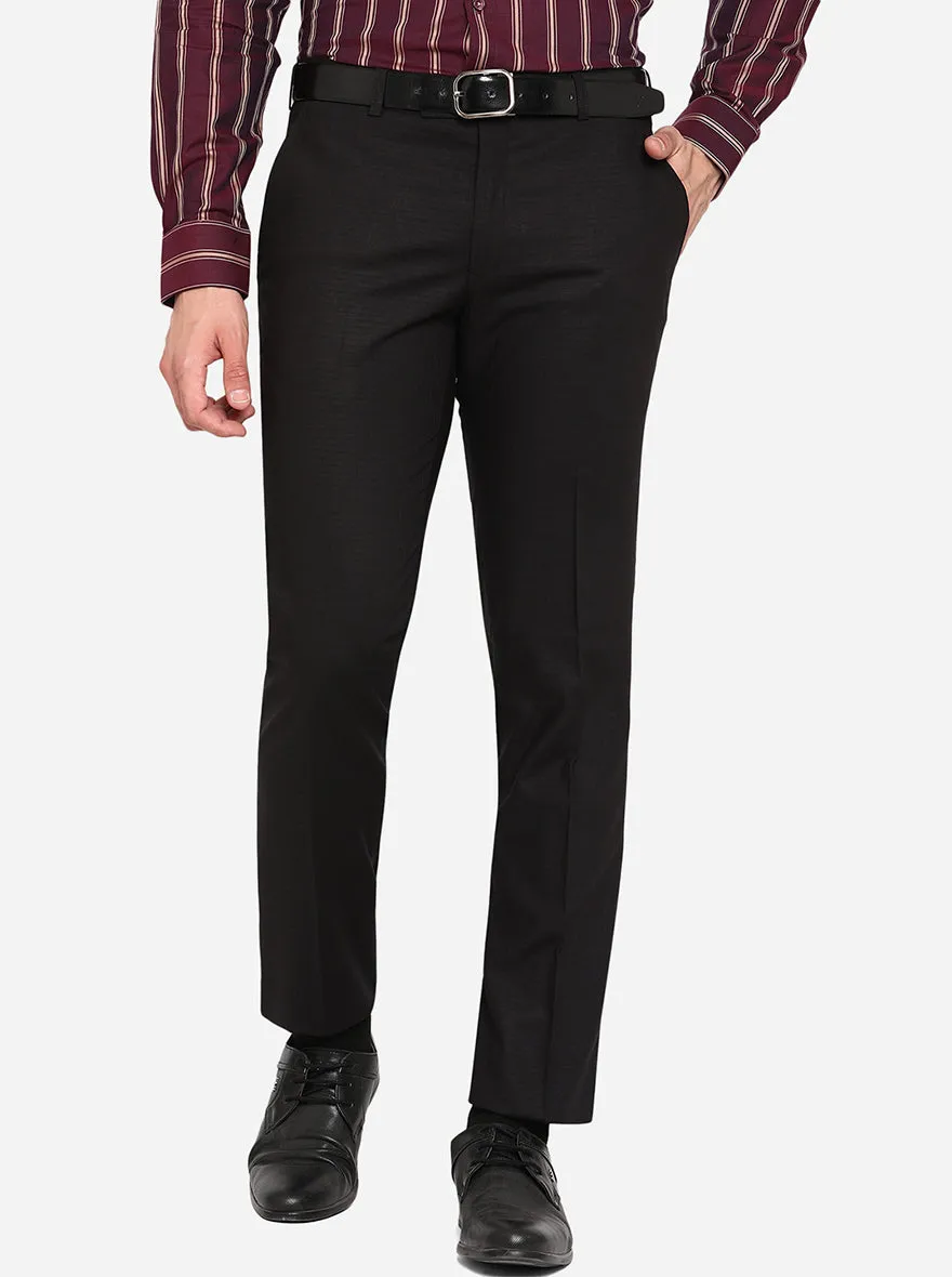 Black Solid Super Slim Fit Formal Trouser | JadeBlue