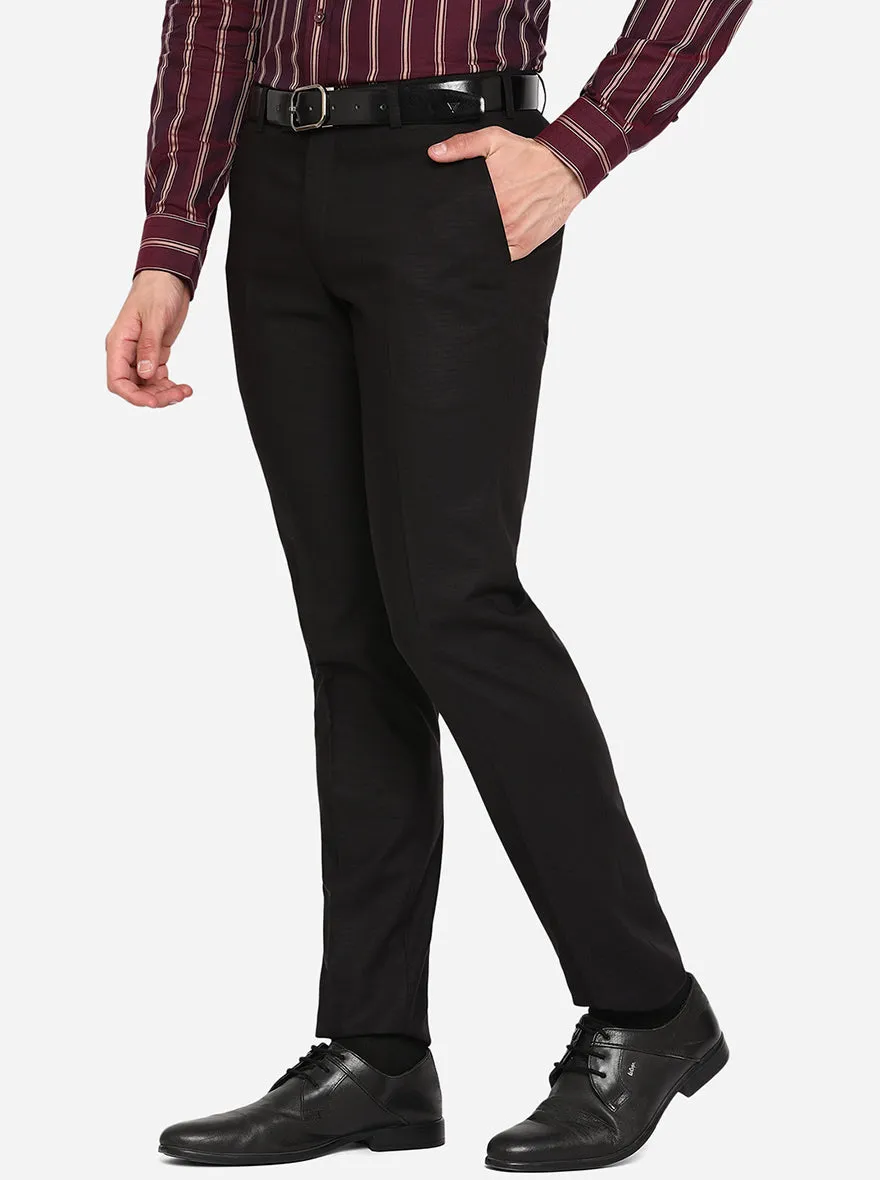 Black Solid Super Slim Fit Formal Trouser | JadeBlue