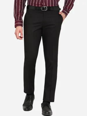 Black Solid Super Slim Fit Formal Trouser | JadeBlue