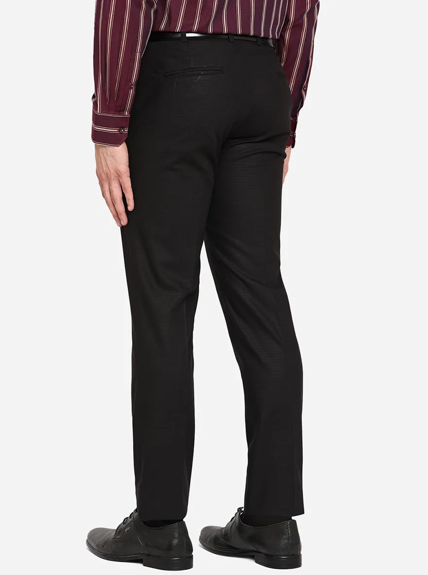 Black Solid Super Slim Fit Formal Trouser | JadeBlue