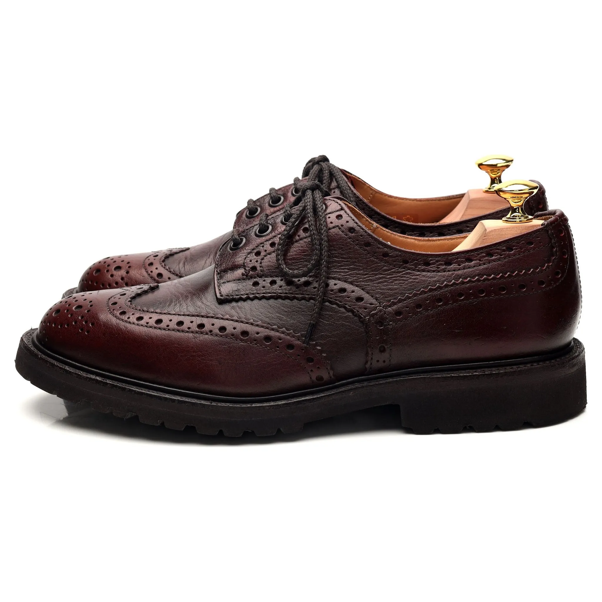 'Bourton' Burgundy Kudu Leather Derby Brogue UK 7.5