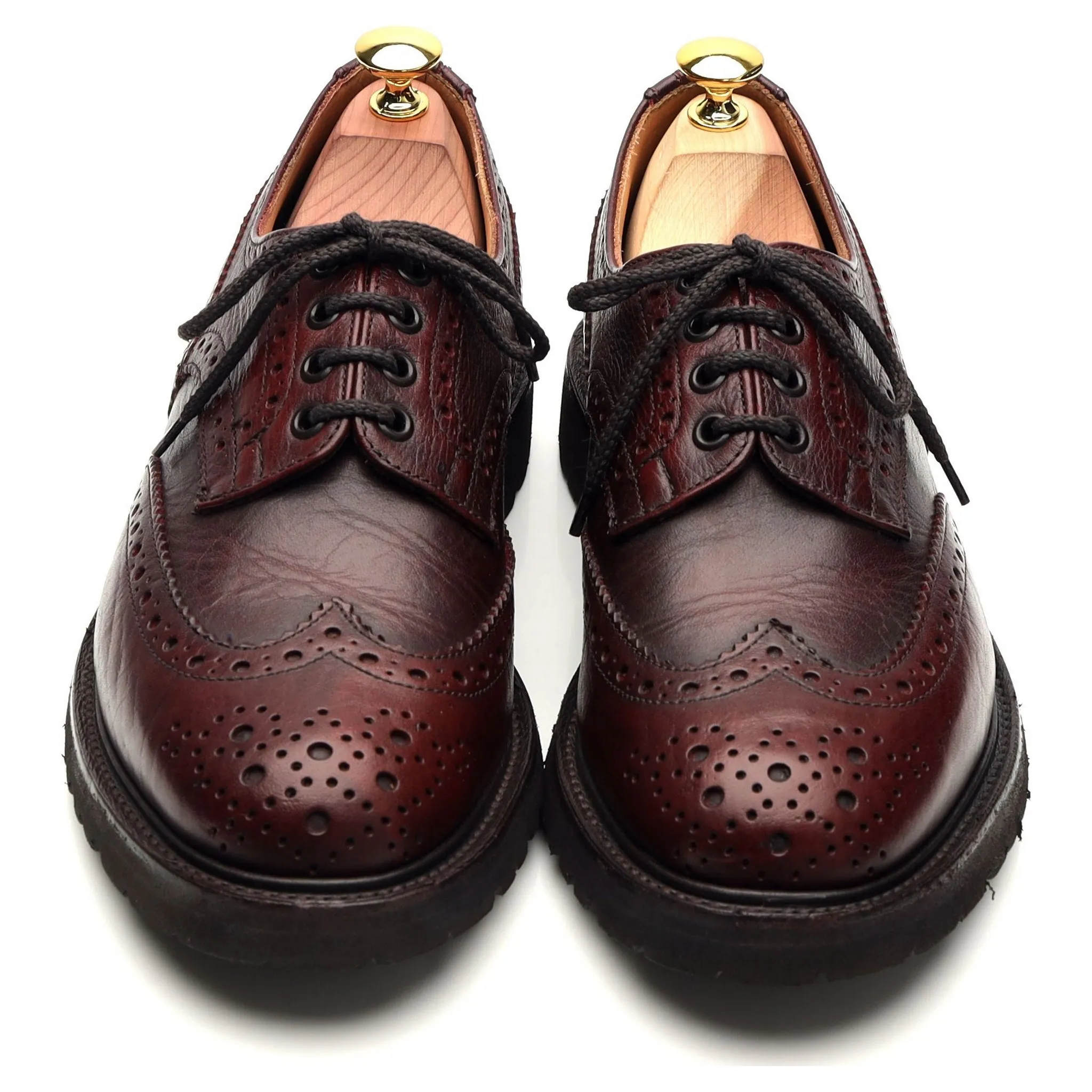 'Bourton' Burgundy Kudu Leather Derby Brogue UK 7.5