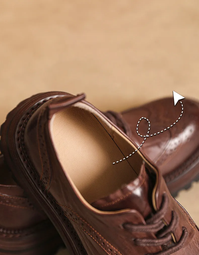 Brogue Style Wide Toe Box Oxford Shoes