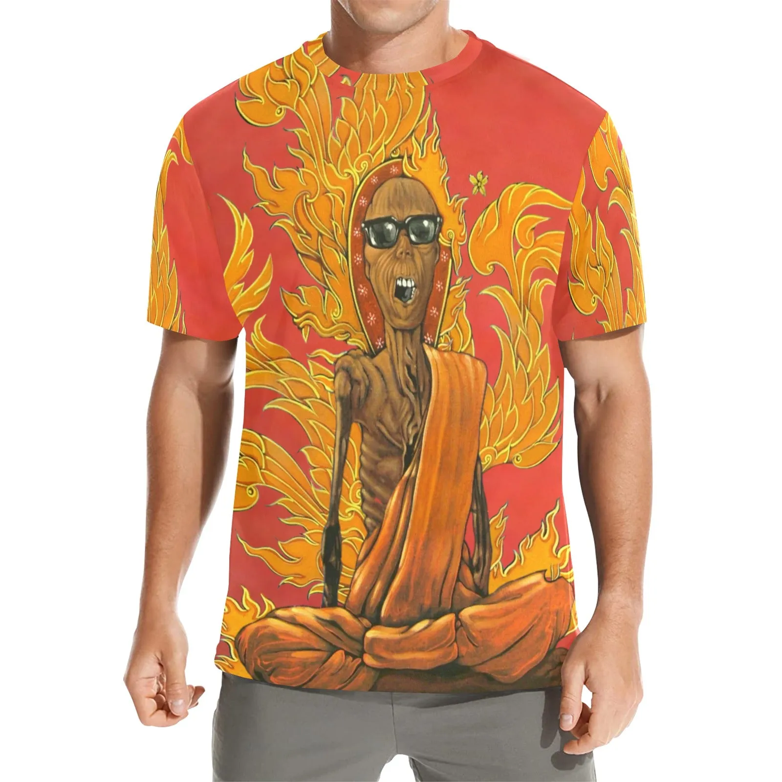 Burning Monk Men's Crew Neck T-shirt