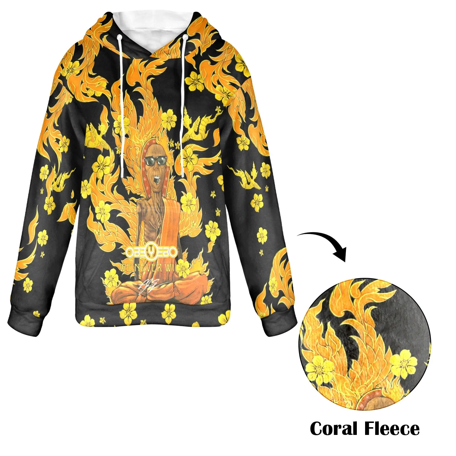 Burning Monk Women's Flannel Hoodie