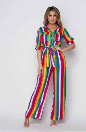 Candi Multi-Color Stripe Jumpsuit