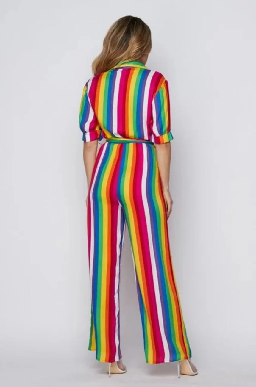 Candi Multi-Color Stripe Jumpsuit