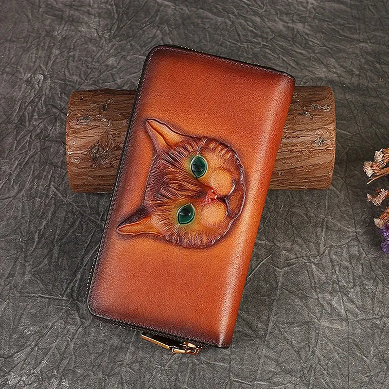 Cat Vogue Vintage Leather Wallet