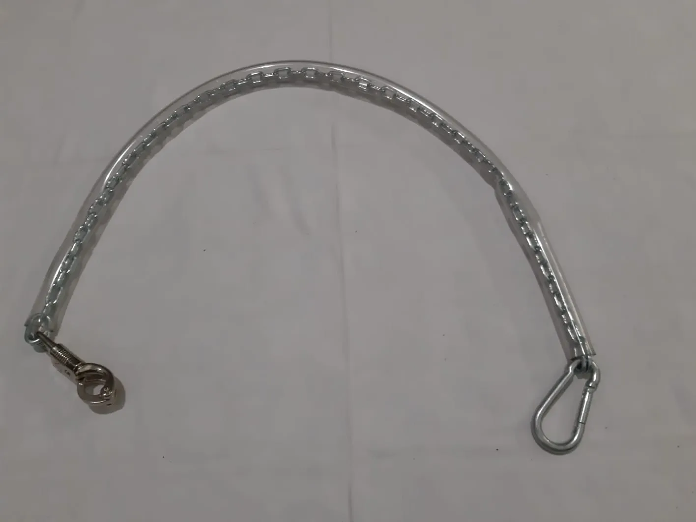 Chain covered in transparent plastic