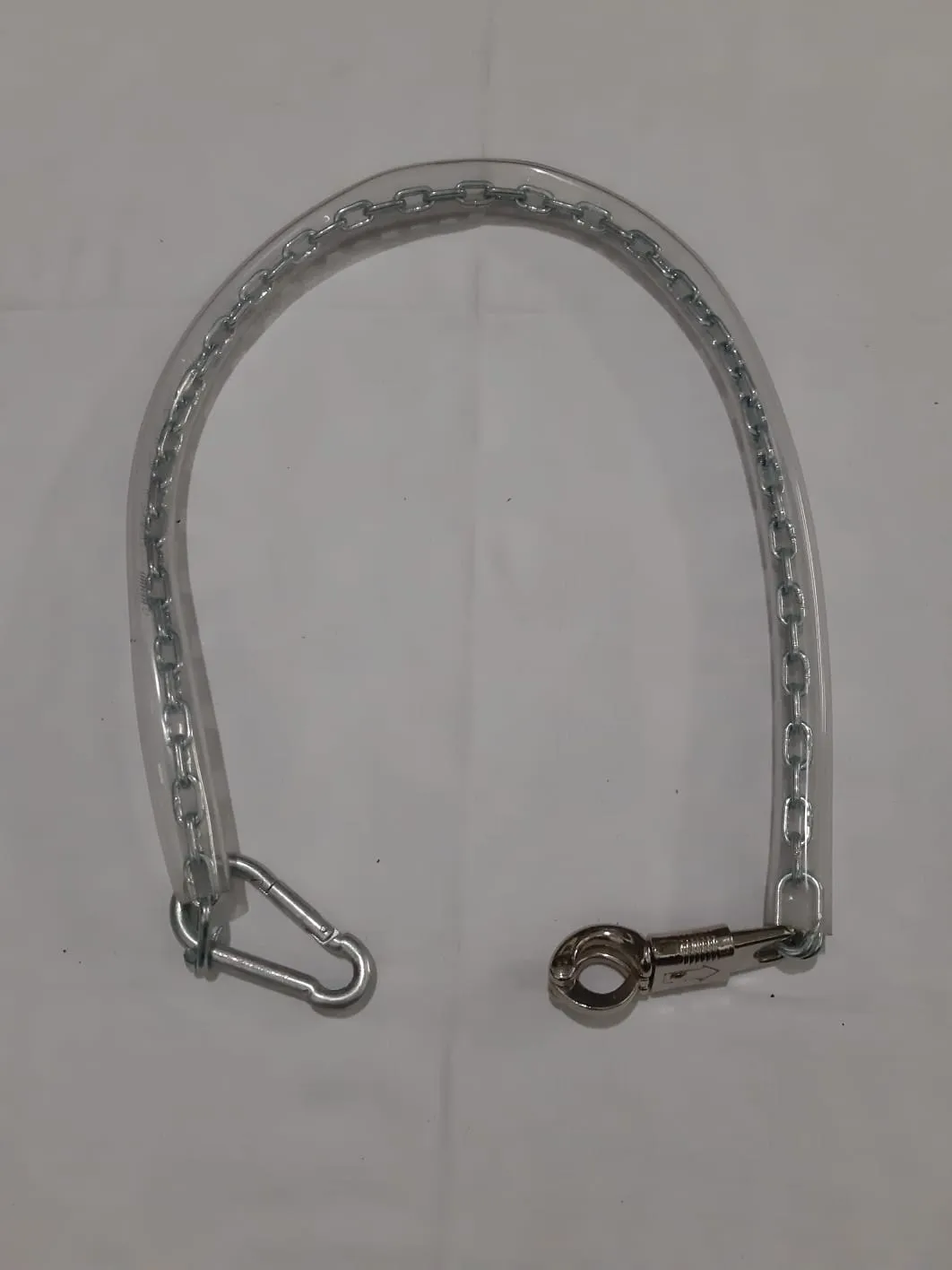 Chain covered in transparent plastic