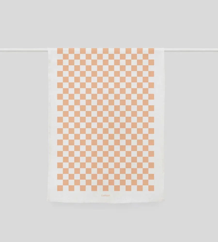 Checkers Teatowel - Peach