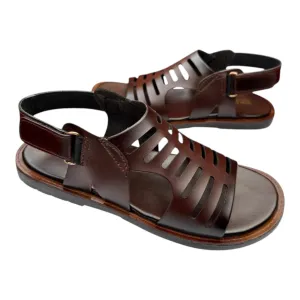 Cherry leather Handmade leather Sandal-2511