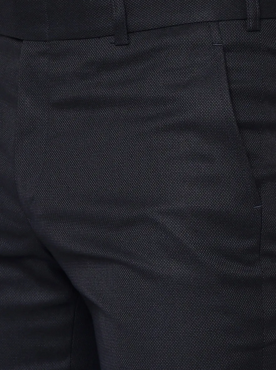 Dark Blue Solid Slim Fit Formal Trouser | Greenfibre