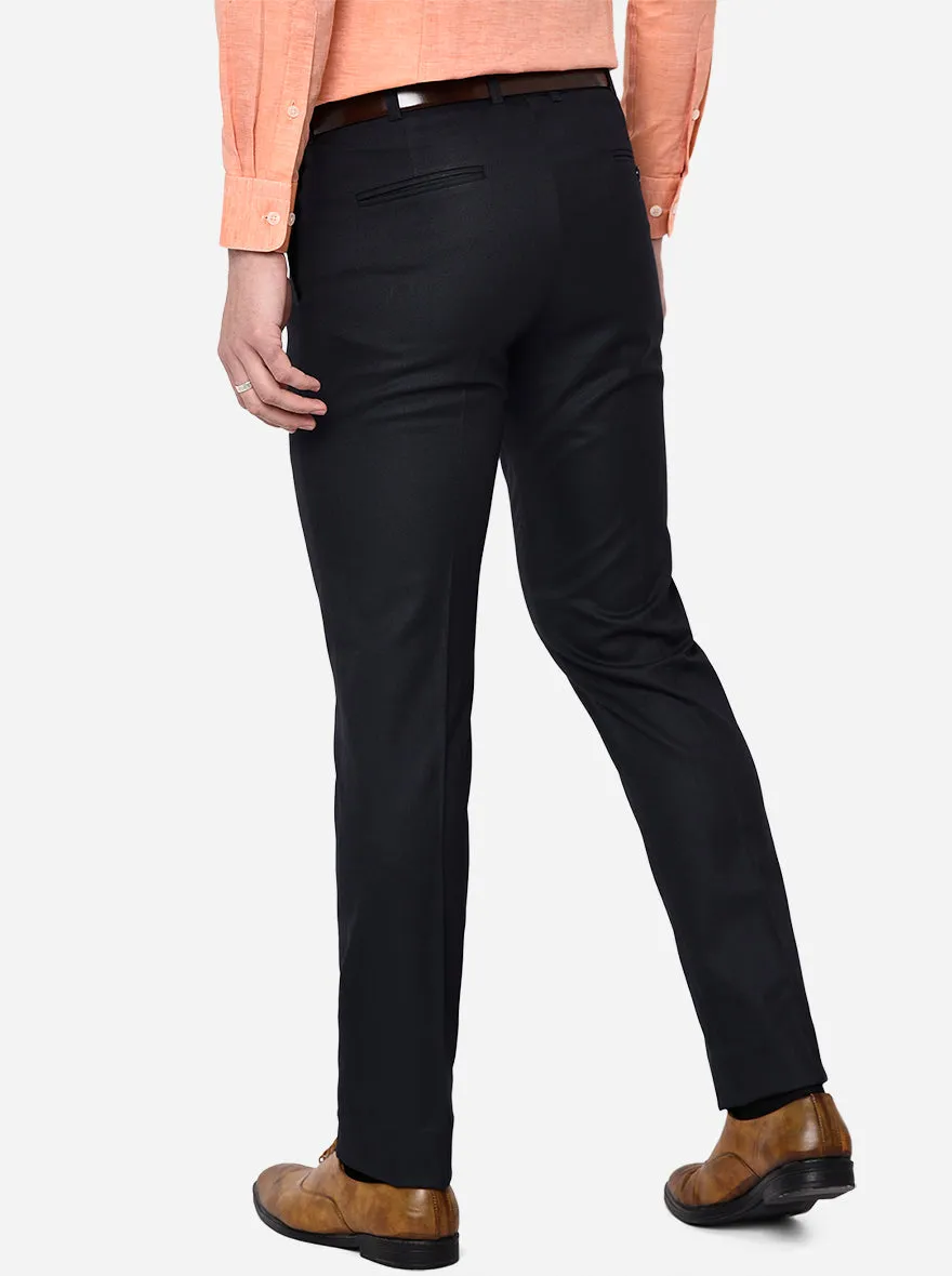 Dark Blue Solid Slim Fit Formal Trouser | Greenfibre