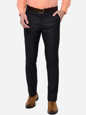 Dark Blue Solid Slim Fit Formal Trouser | Greenfibre