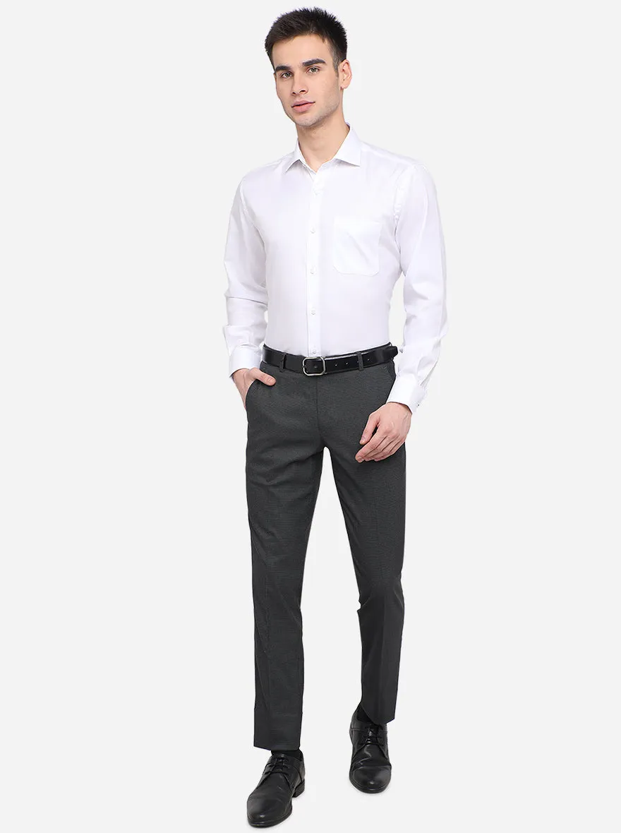 Dark Grey Checked Super Slim Fit Formal Trouser | JadeBlue