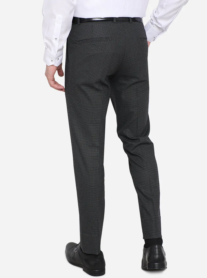 Dark Grey Checked Super Slim Fit Formal Trouser | JadeBlue