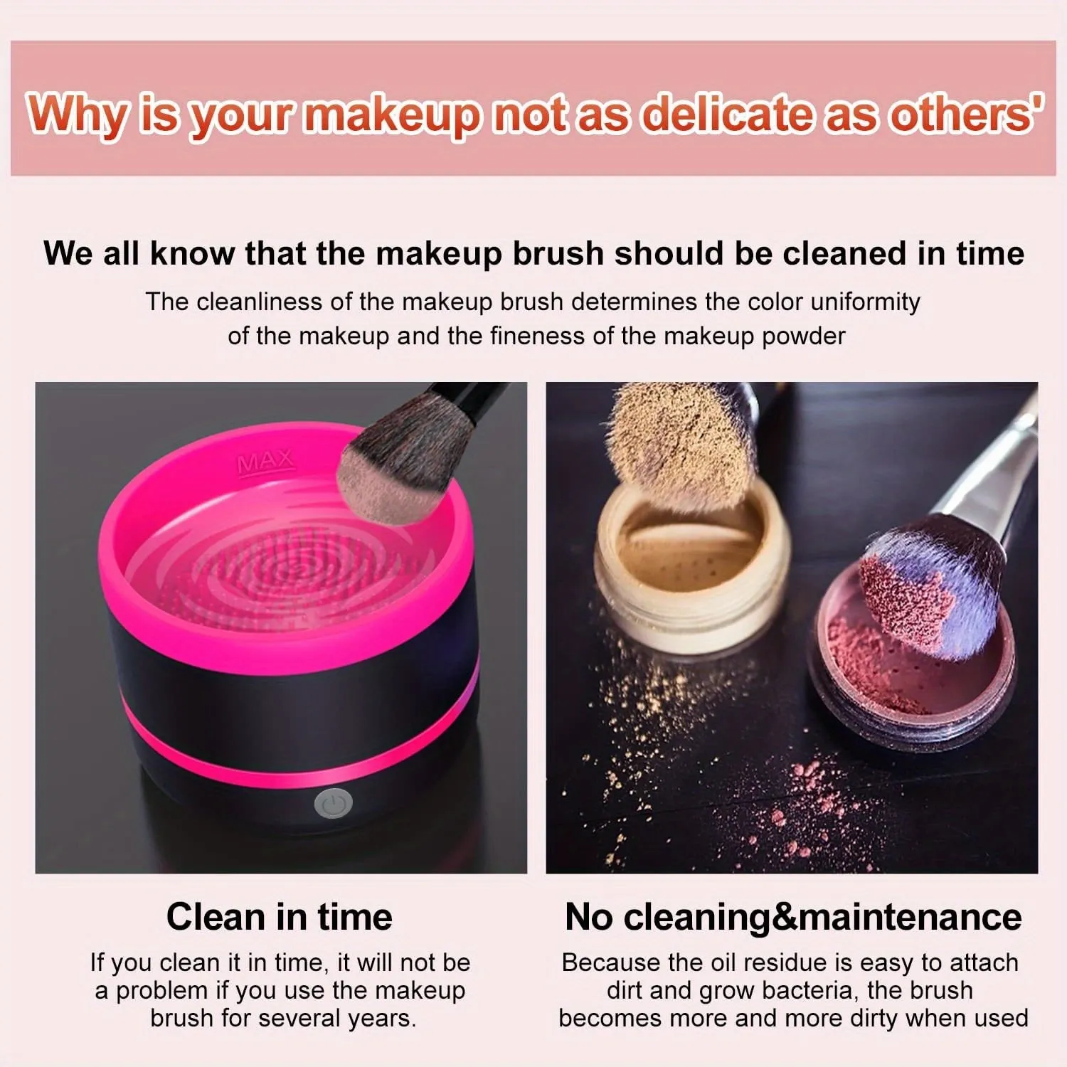 Electric Makeup Brush Cleaner Type-C Small Removeable Easy to Clean