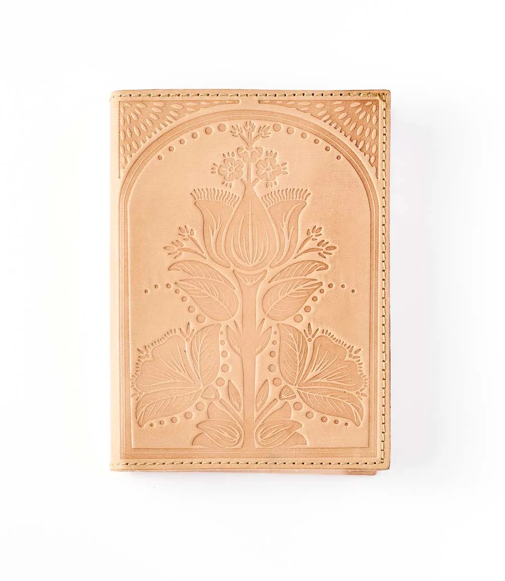 Embossed Neutral Leather Floral 5x7 Journal - Refillable Notebook