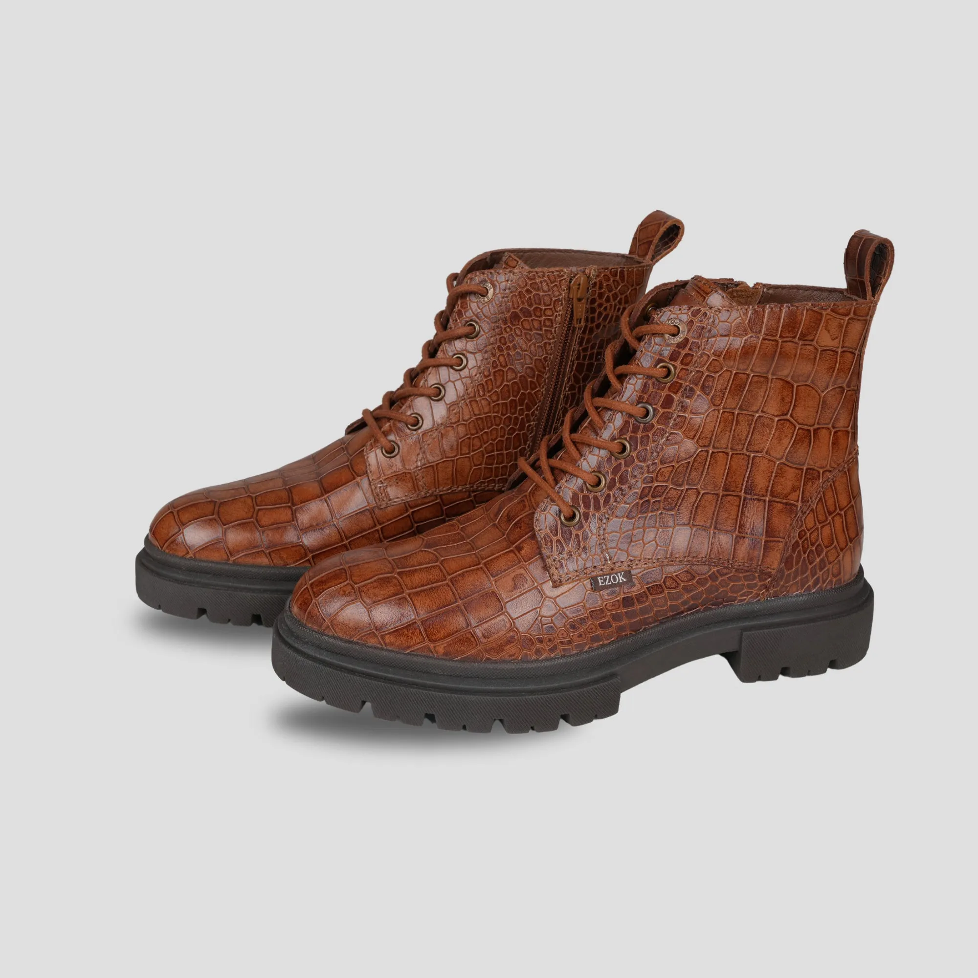 Ezok Leather Ankle Lace Up Boots For Men