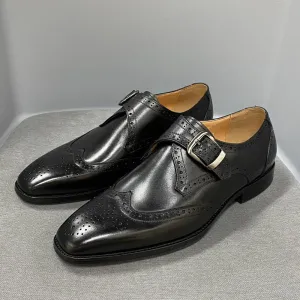 Factory Direct Supply Amazon Summer Men's Business Leather Shoes Brogue Cowhide Men's Shoes Slip-on Formal Shoes