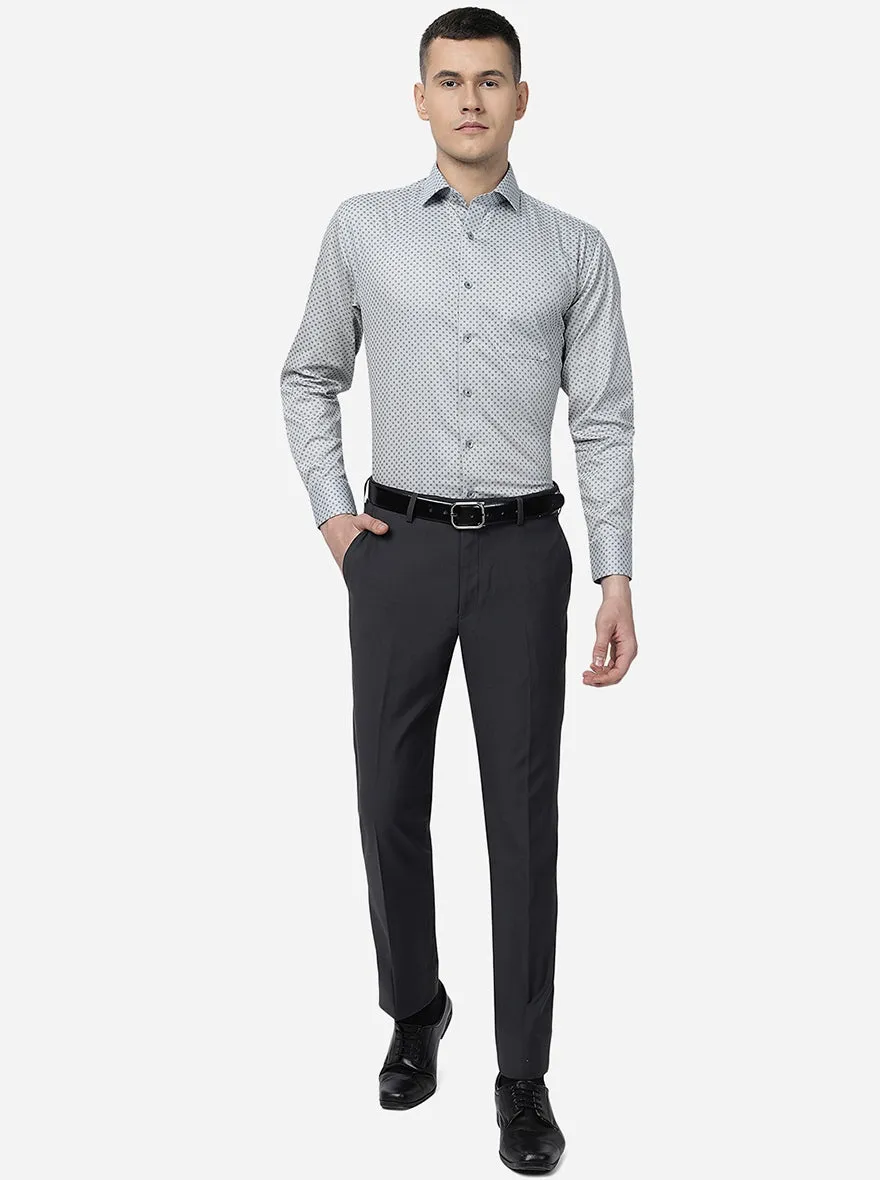Grey Printed Regular Fit Formal Shirt | JadeBlue