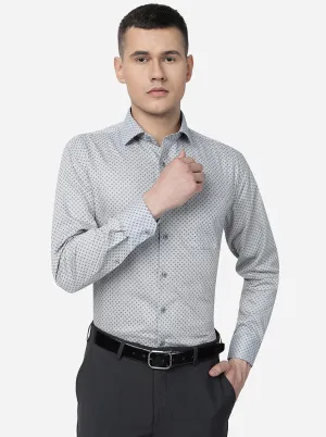 Grey Printed Regular Fit Formal Shirt | JadeBlue