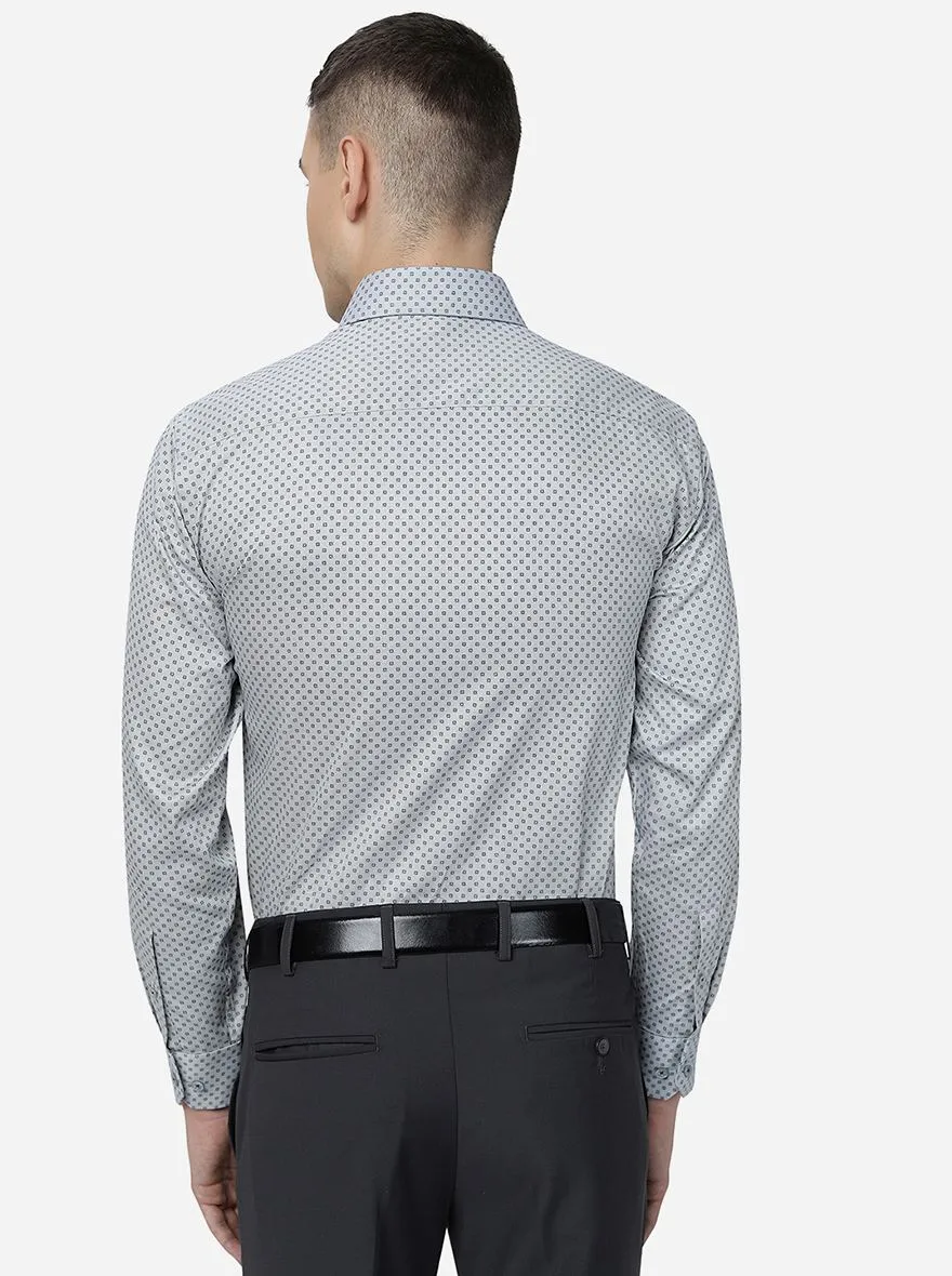 Grey Printed Regular Fit Formal Shirt | JadeBlue