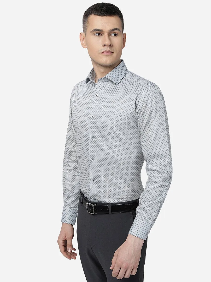 Grey Printed Regular Fit Formal Shirt | JadeBlue