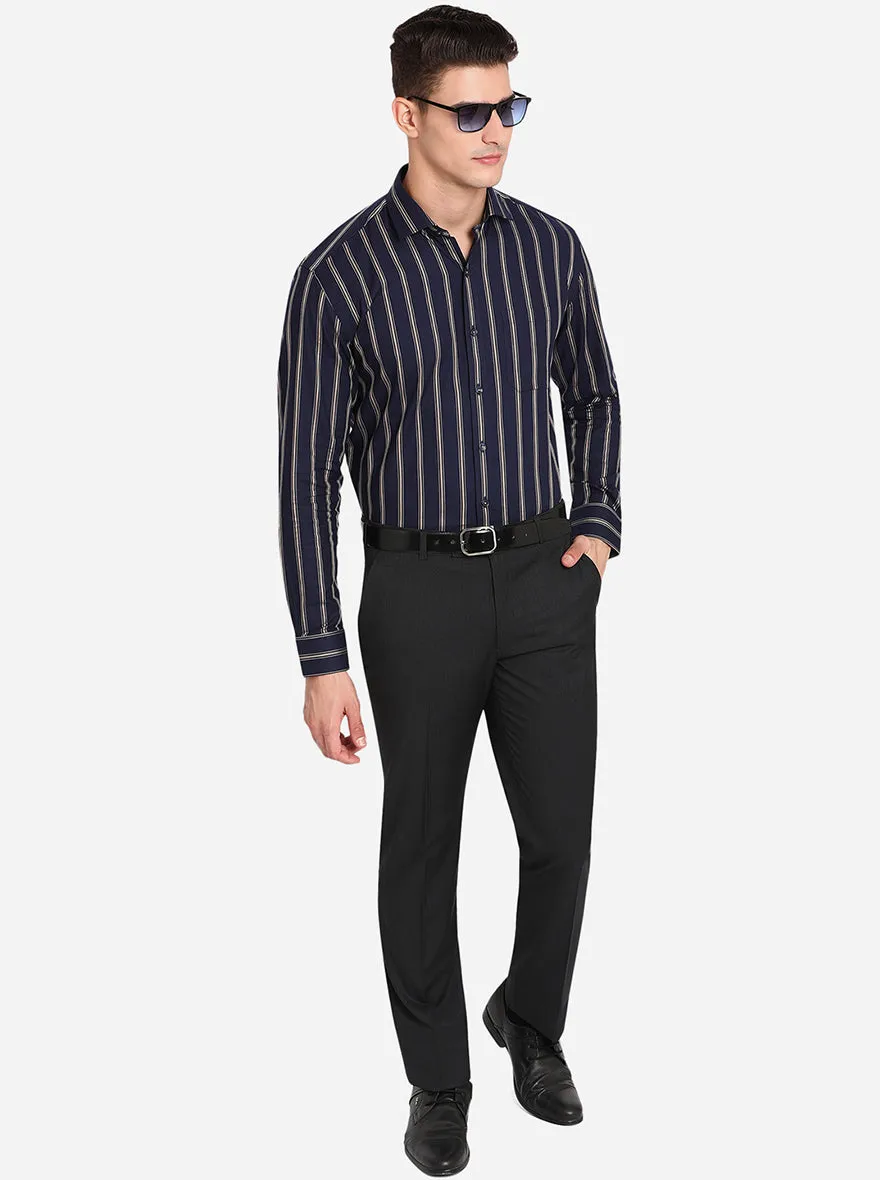 Grey Solid Classic Fit Formal Trouser | JadeBlue
